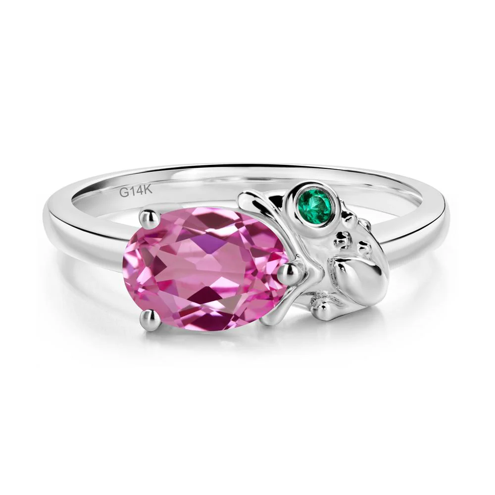 Nature Inspired Toad Pink Sapphire and Emerald Ring - Image 2
