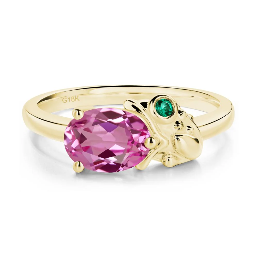 Nature Inspired Toad Pink Sapphire and Emerald Ring - Image 6