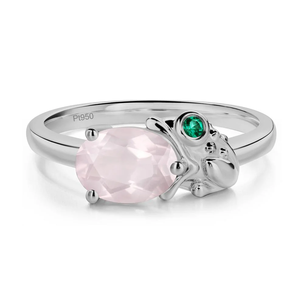 Nature Inspired Toad Rose Quartz and Emerald Ring - Image 8