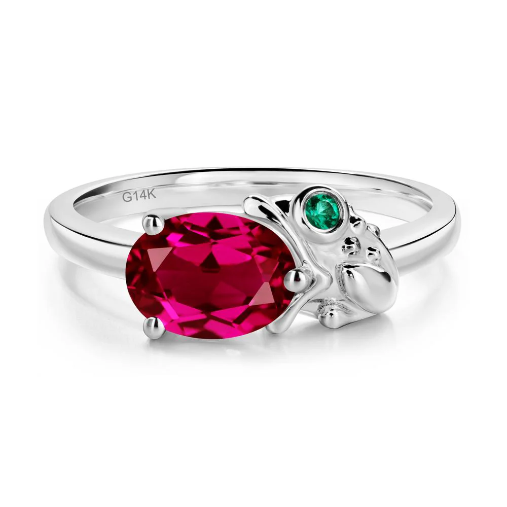 Nature Inspired Toad Ruby and Emerald Ring - Image 2