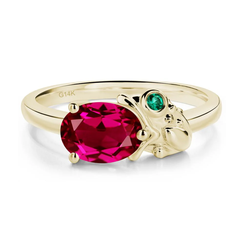 Nature Inspired Toad Ruby and Emerald Ring - Image 3