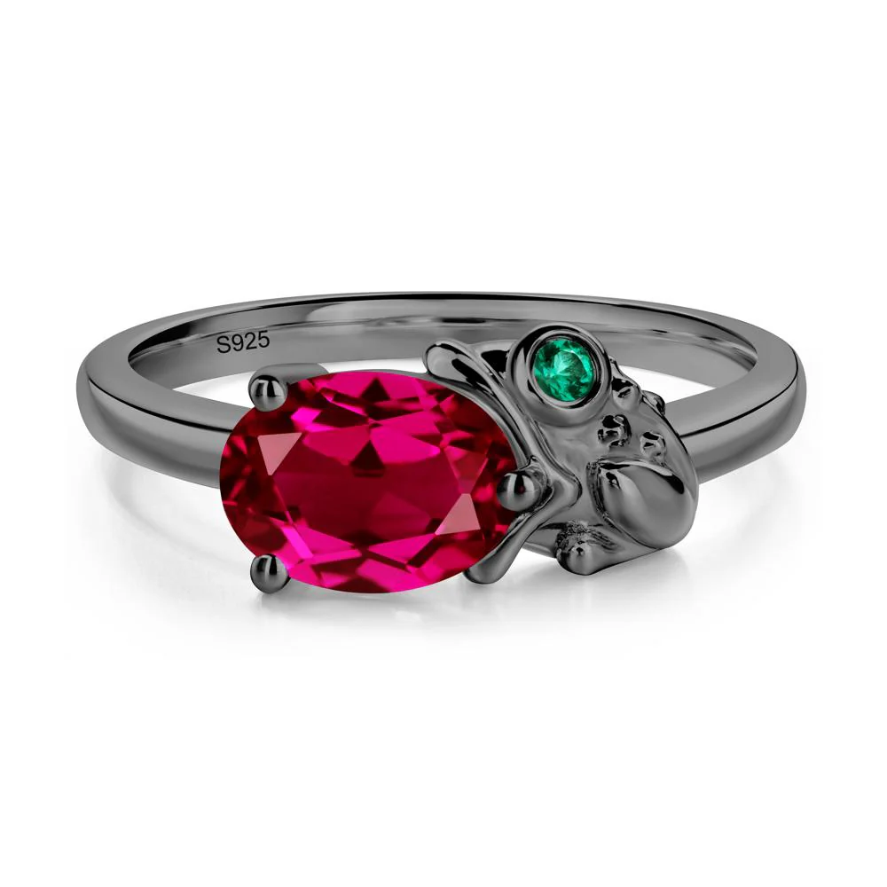 Nature Inspired Toad Ruby and Emerald Ring - Image 7