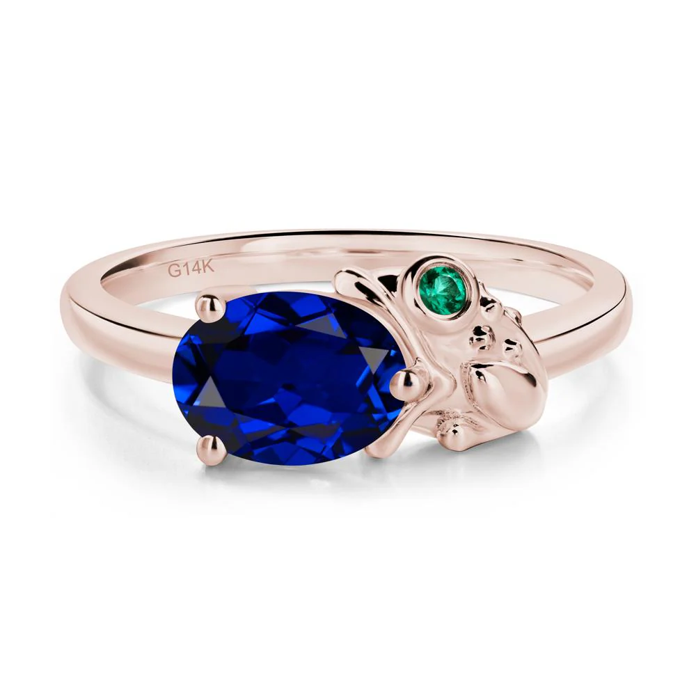 Nature Inspired Toad Sapphire and Emerald Ring