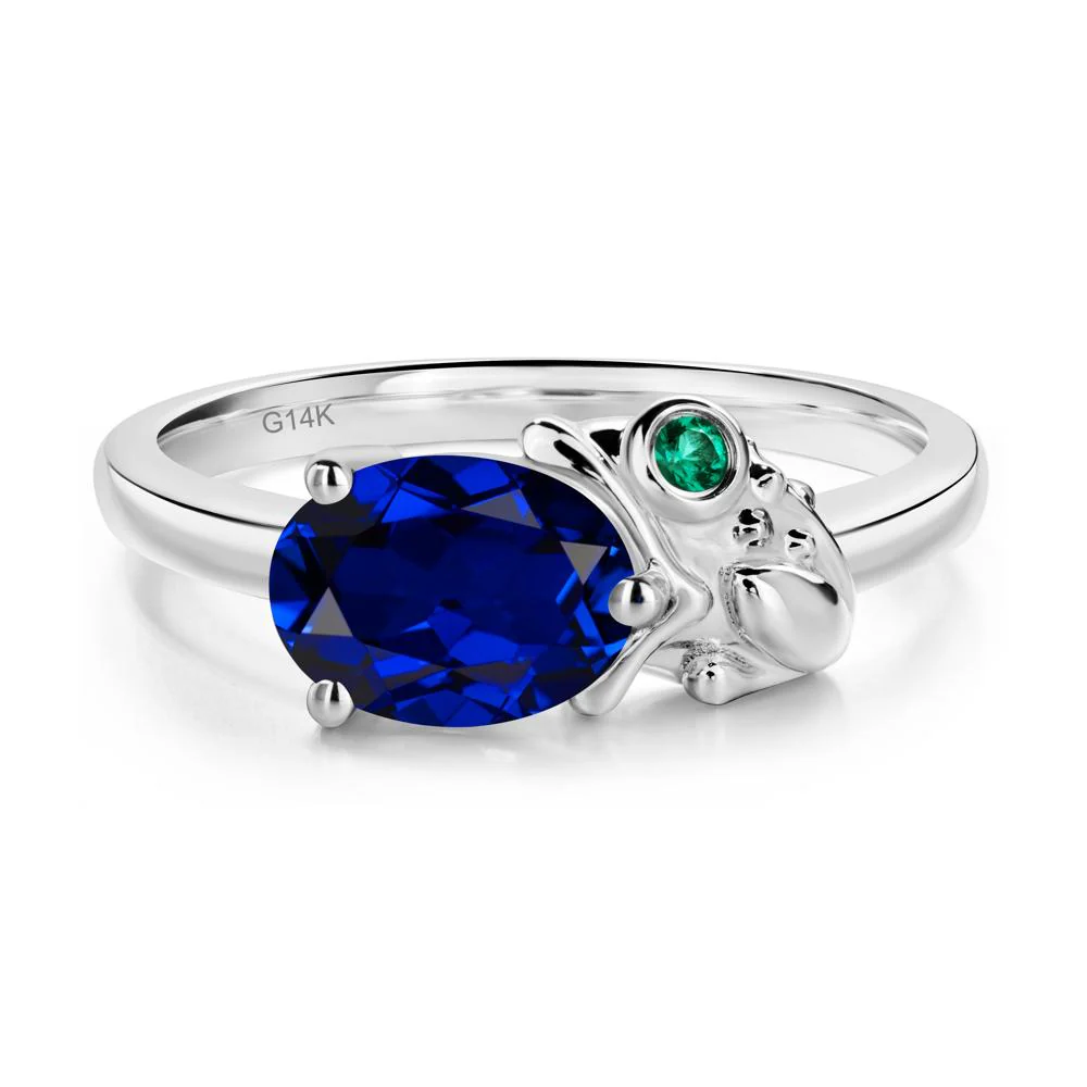 Nature Inspired Toad Sapphire and Emerald Ring - Image 2