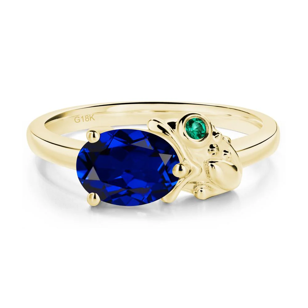 Nature Inspired Toad Sapphire and Emerald Ring - Image 6