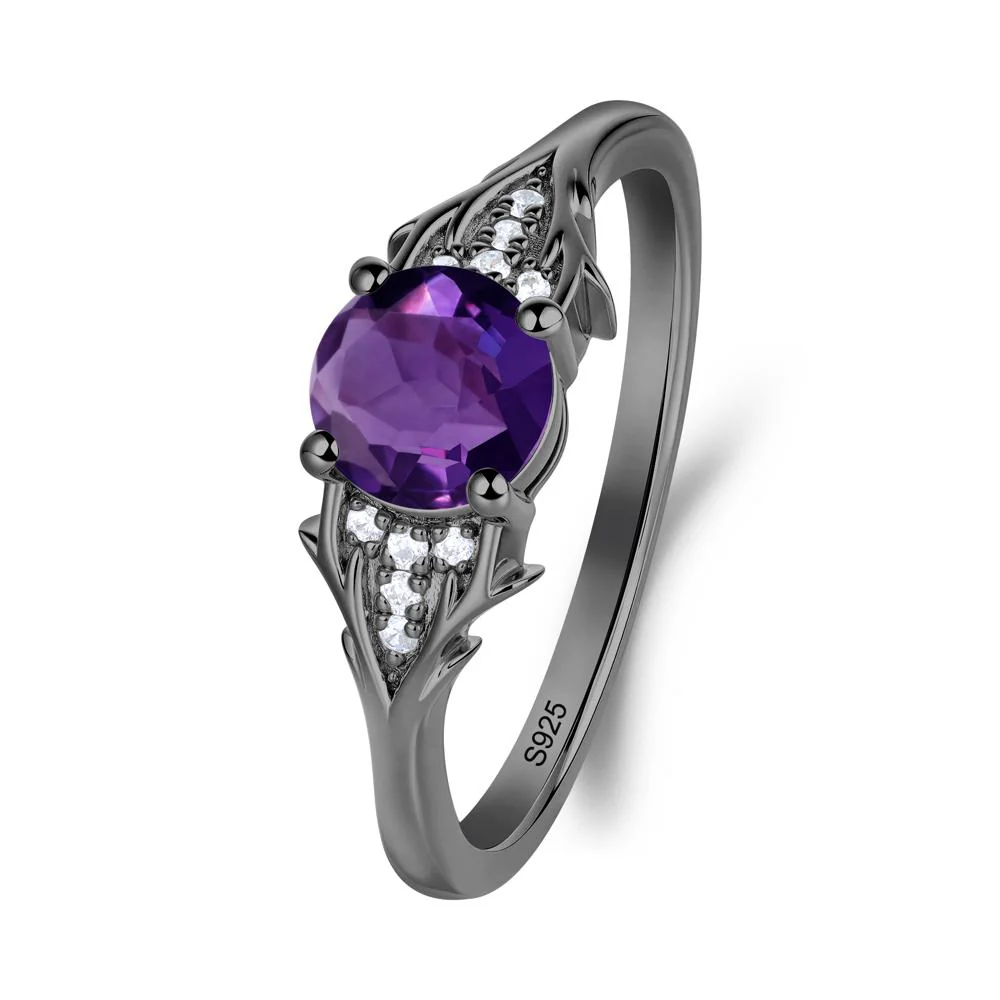 Nature Inspired Twig Textures Amethyst Ring - Image 2