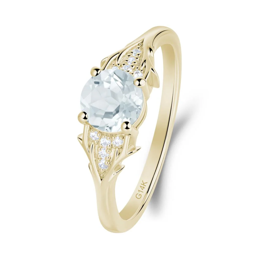 Nature Inspired Twig Textures Aquamarine Ring - Image 6