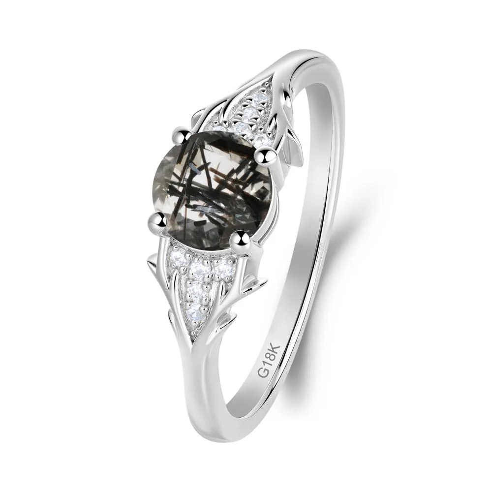 Nature Inspired Twig Textures Black Rutilated Quartz Ring - Image 3
