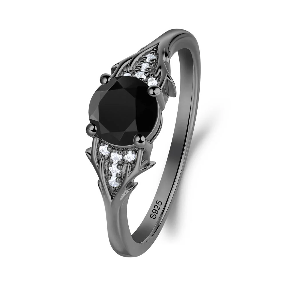 Nature Inspired Twig Textures Black Spinel Ring - Image 4
