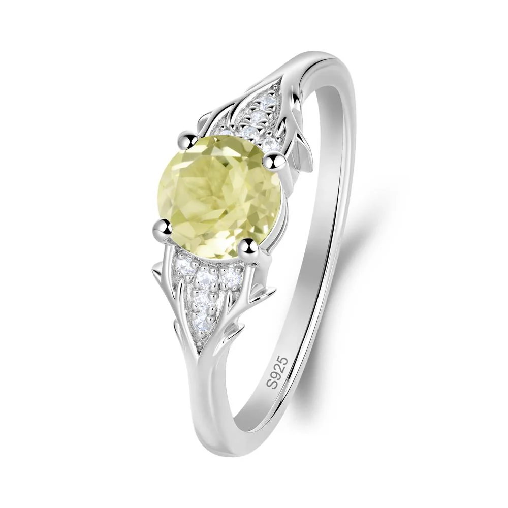 Nature Inspired Twig Textures Lemon Quartz Ring - Image 6