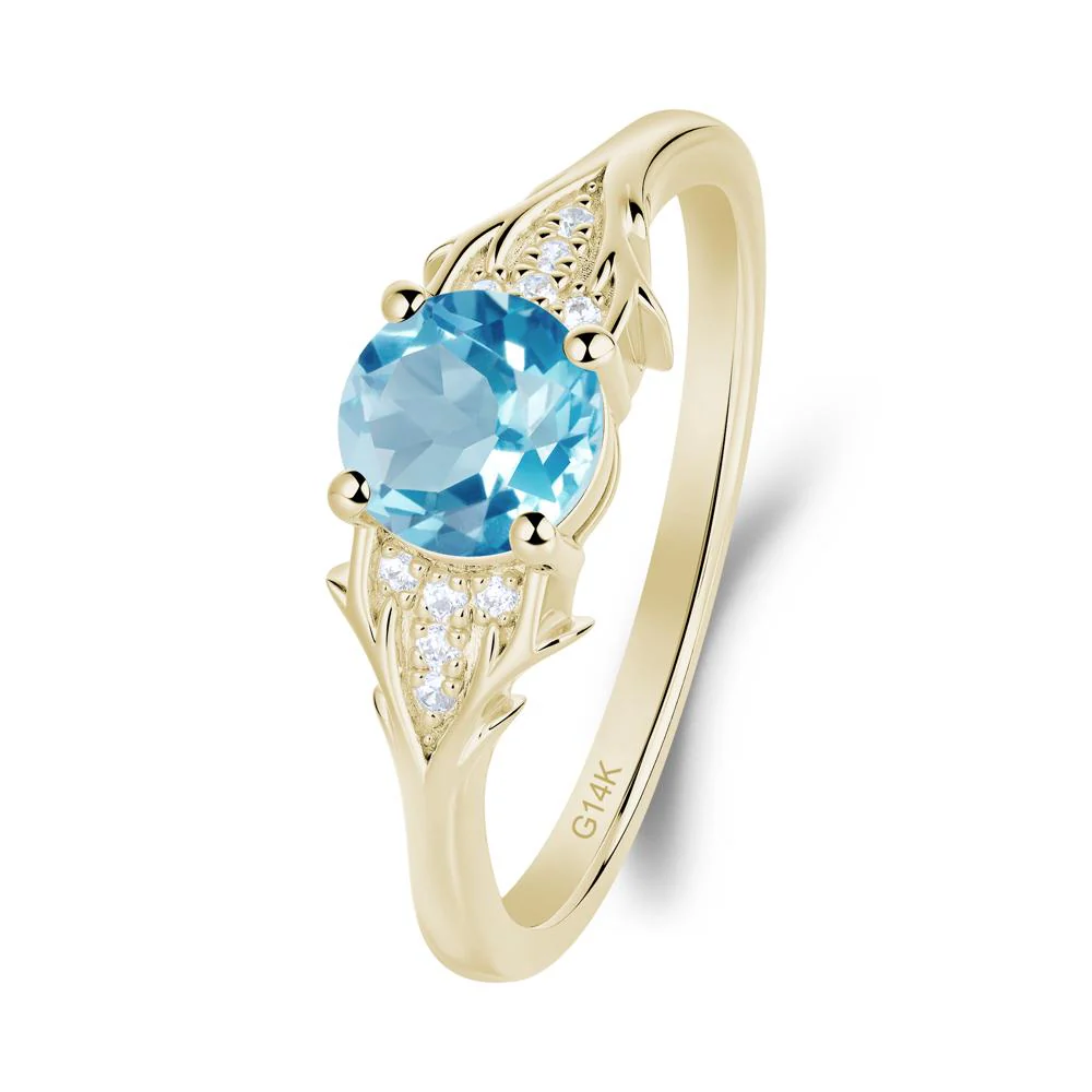 Nature Inspired Twig Textures Swiss Blue Topaz Ring