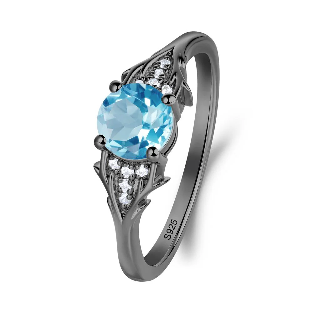 Nature Inspired Twig Textures Swiss Blue Topaz Ring - Image 2
