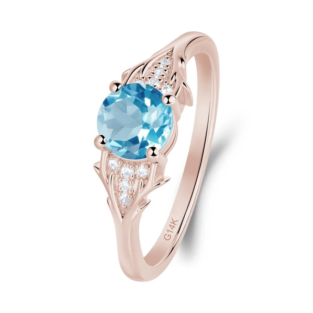 Nature Inspired Twig Textures Swiss Blue Topaz Ring - Image 3