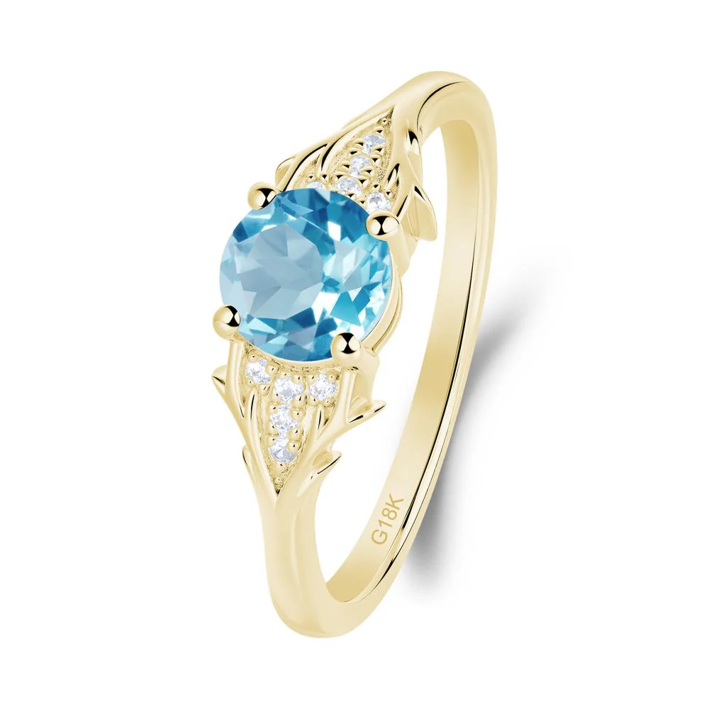 Nature Inspired Twig Textures Swiss Blue Topaz Ring - Image 4