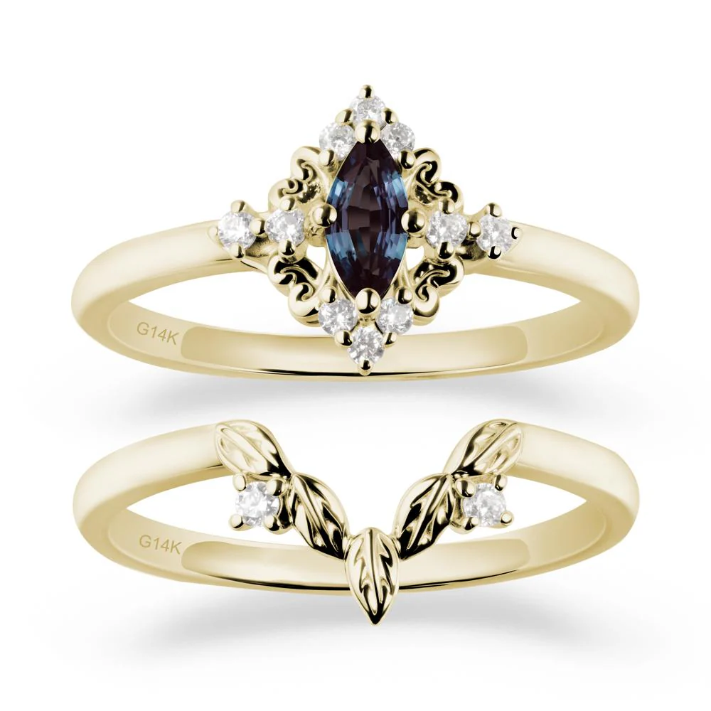 Nature Leaf Alexandrite Ring Sets - Image 3