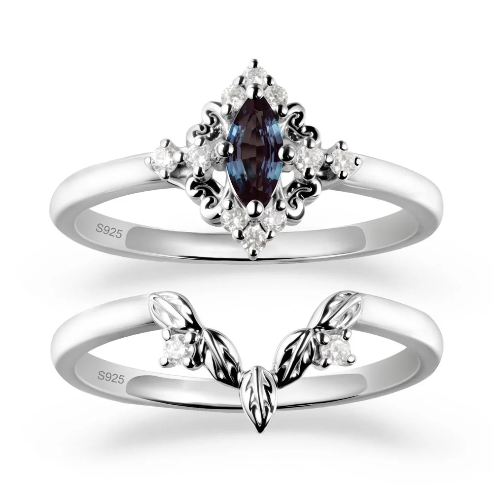 Nature Leaf Alexandrite Ring Sets - Image 9