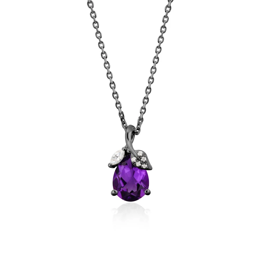 Nature Leaf Design Teardrop Amethyst Pendant - Image 7