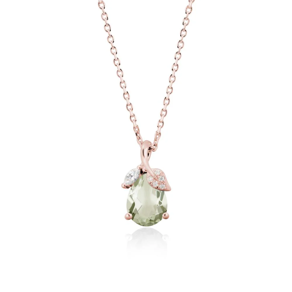 Nature Leaf Design Teardrop Green Amethyst Pendant - Image 5