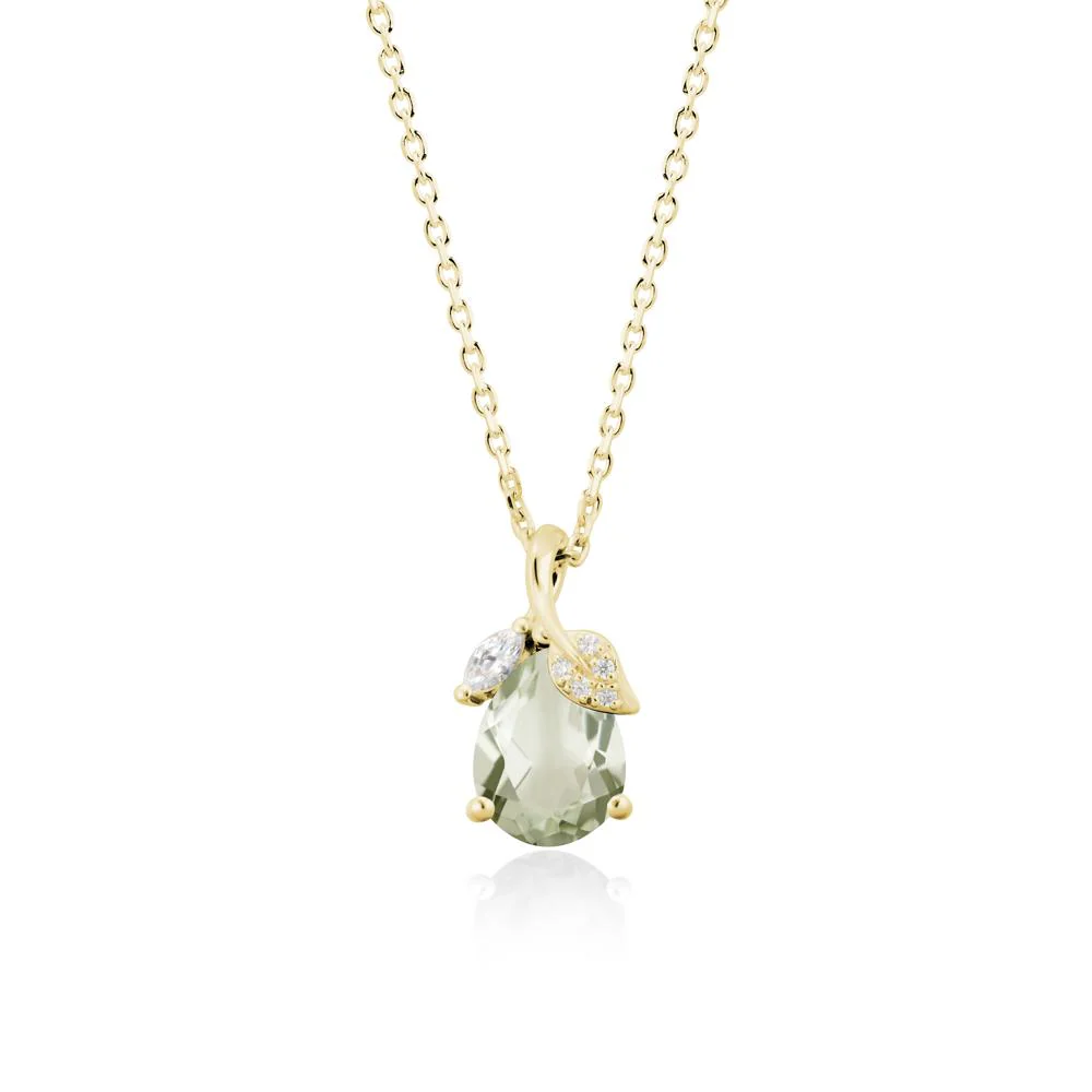 Nature Leaf Design Teardrop Green Amethyst Pendant - Image 7