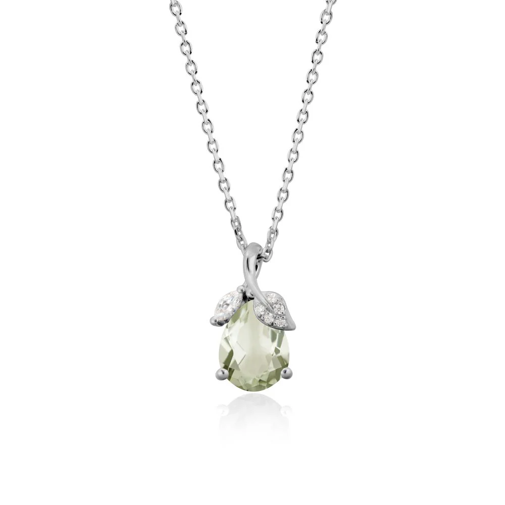 Nature Leaf Design Teardrop Green Amethyst Pendant - Image 8