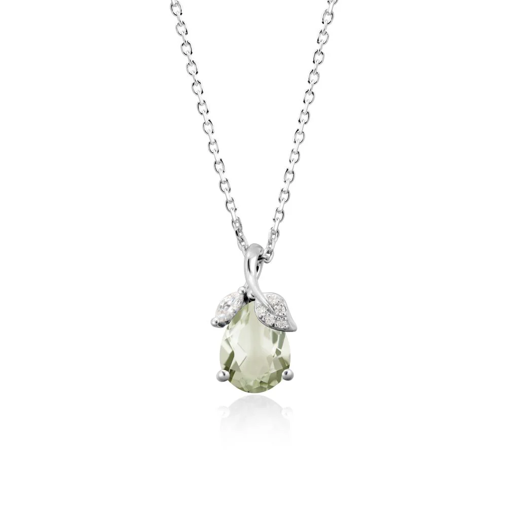 Nature Leaf Design Teardrop Green Amethyst Pendant - Image 9