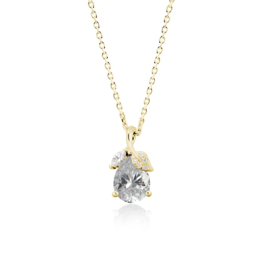 Nature Leaf Design Teardrop Moissanite Pendant - Image 6