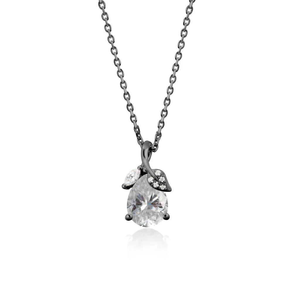 Nature Leaf Design Teardrop Moissanite Pendant - Image 7