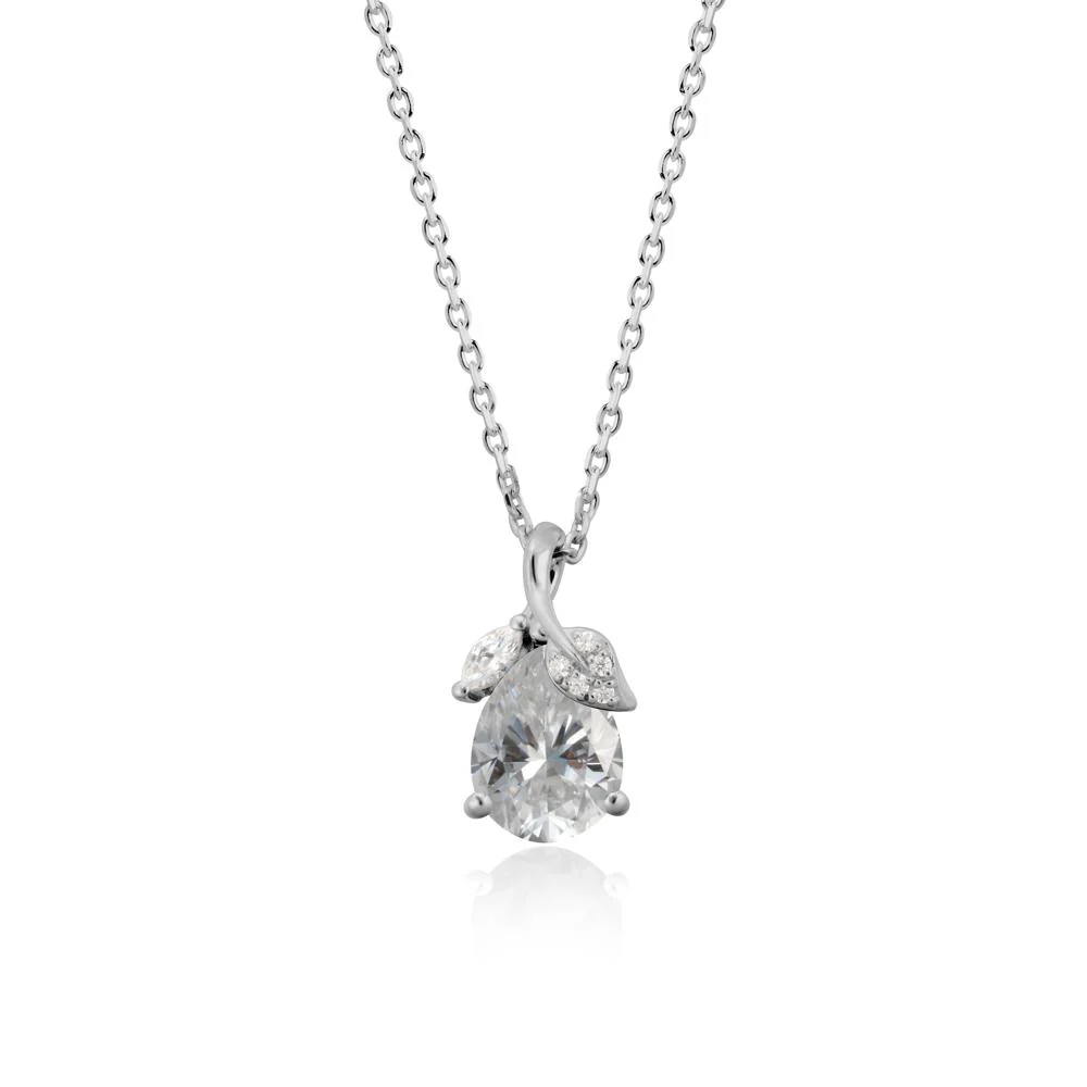 Nature Leaf Design Teardrop Moissanite Pendant - Image 8