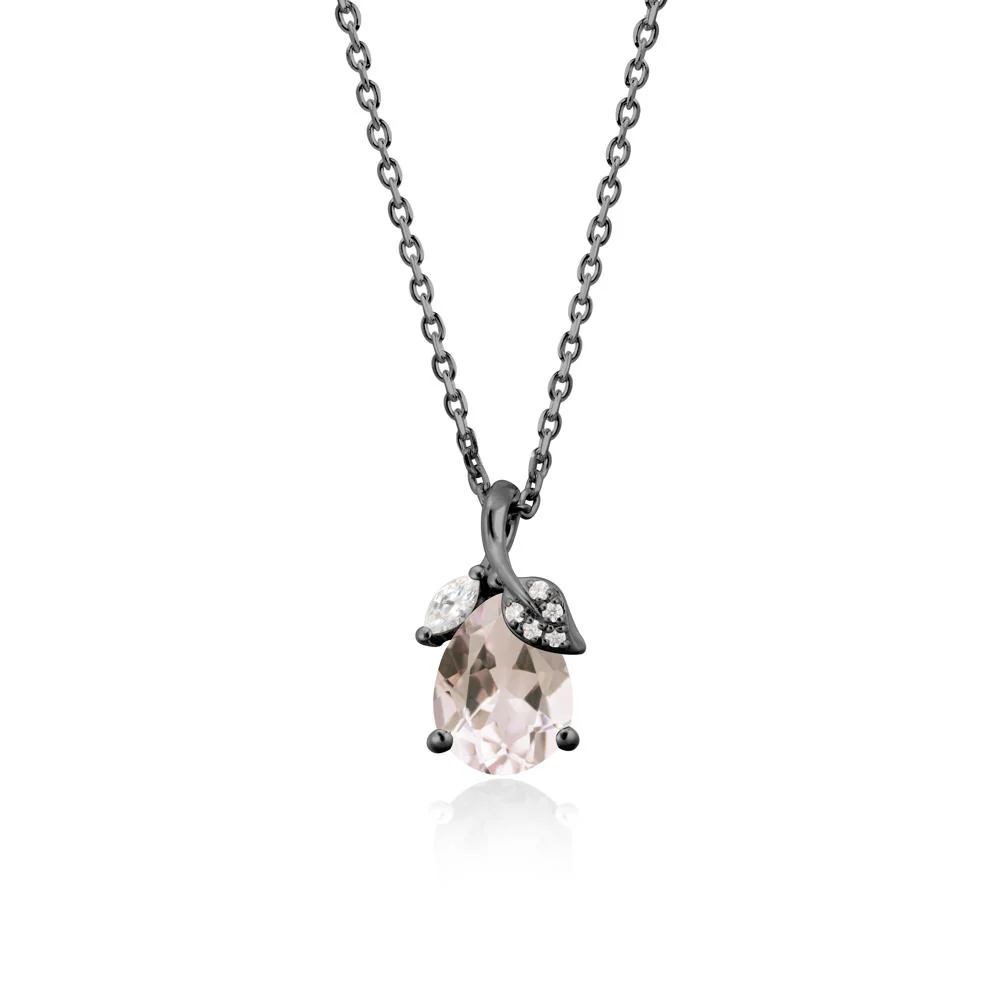 Nature Leaf Design Teardrop Morganite Pendant - Image 7
