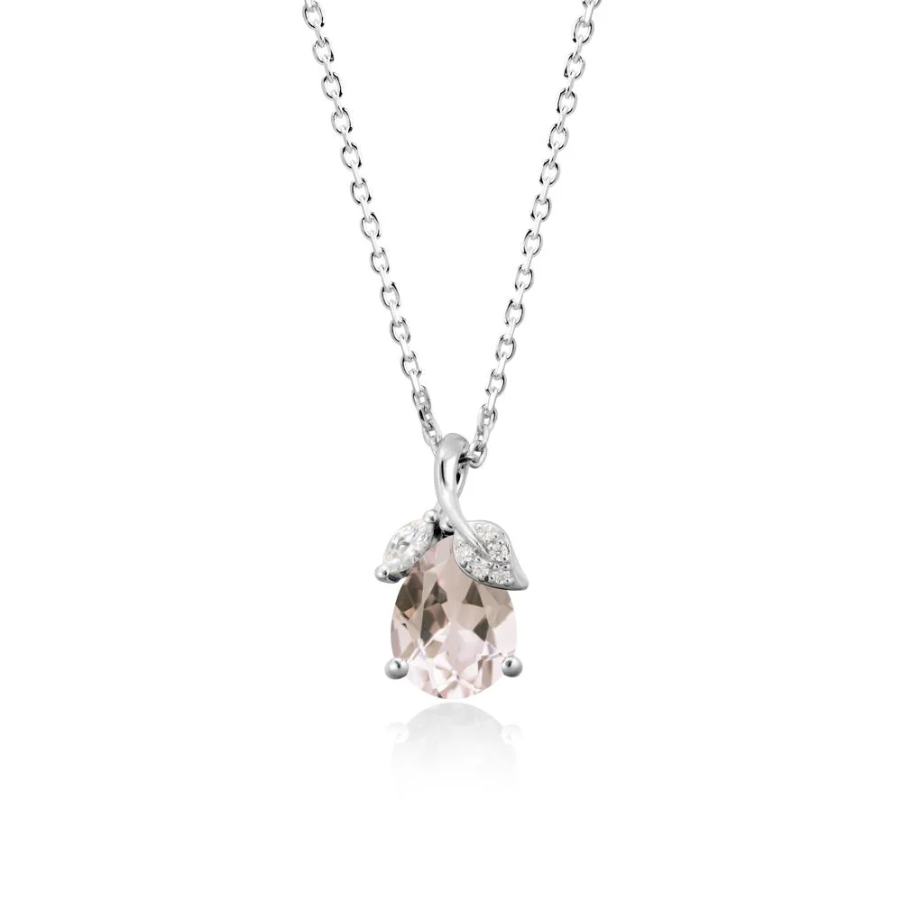 Nature Leaf Design Teardrop Morganite Pendant - Image 9