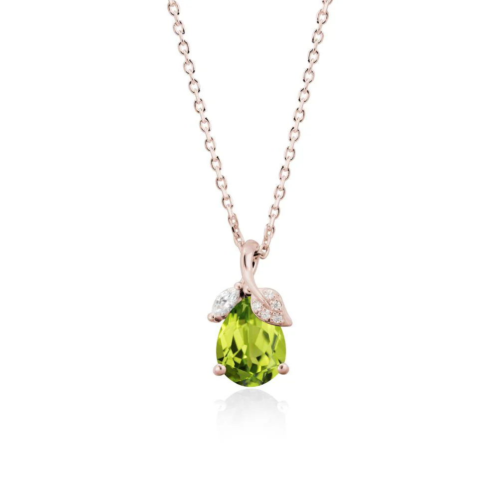 Nature Leaf Design Teardrop Peridot Pendant - Image 2