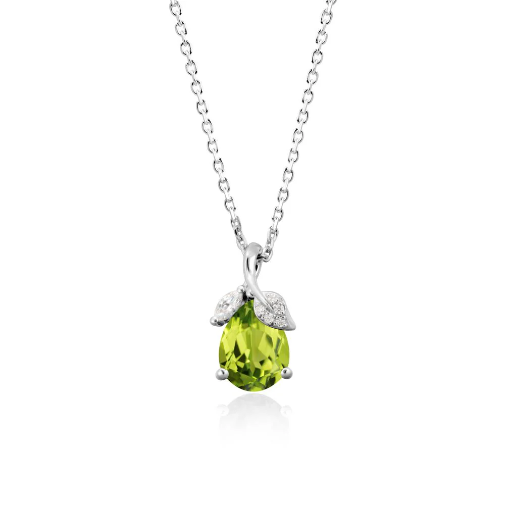 Nature Leaf Design Teardrop Peridot Pendant - Image 3