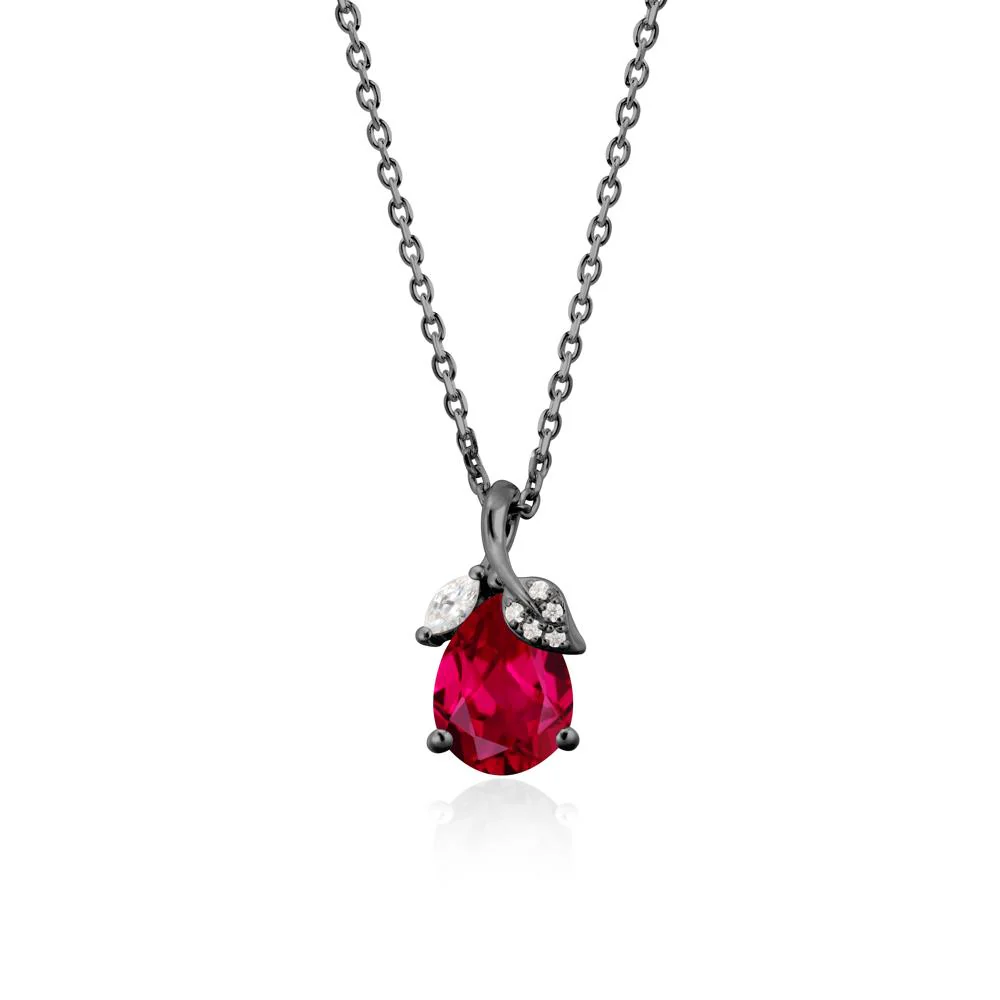 Nature Leaf Design Teardrop Ruby Pendant - Image 8