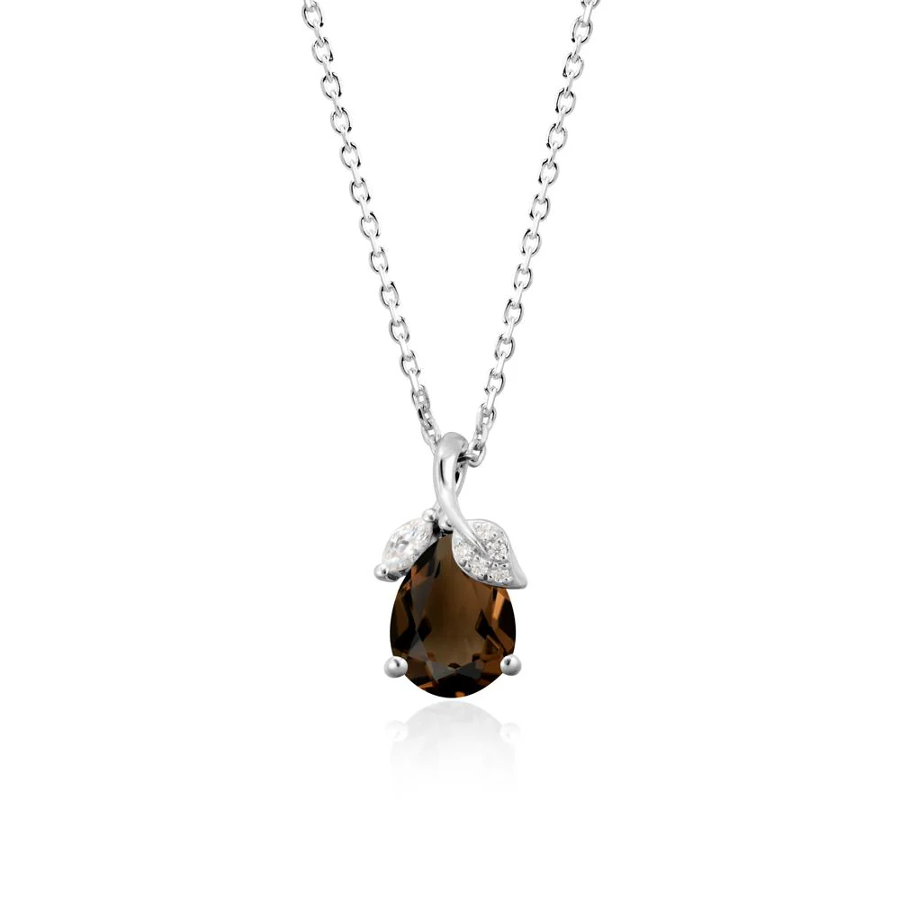 Nature Leaf Design Teardrop Smoky Quartz Pendant - Image 3
