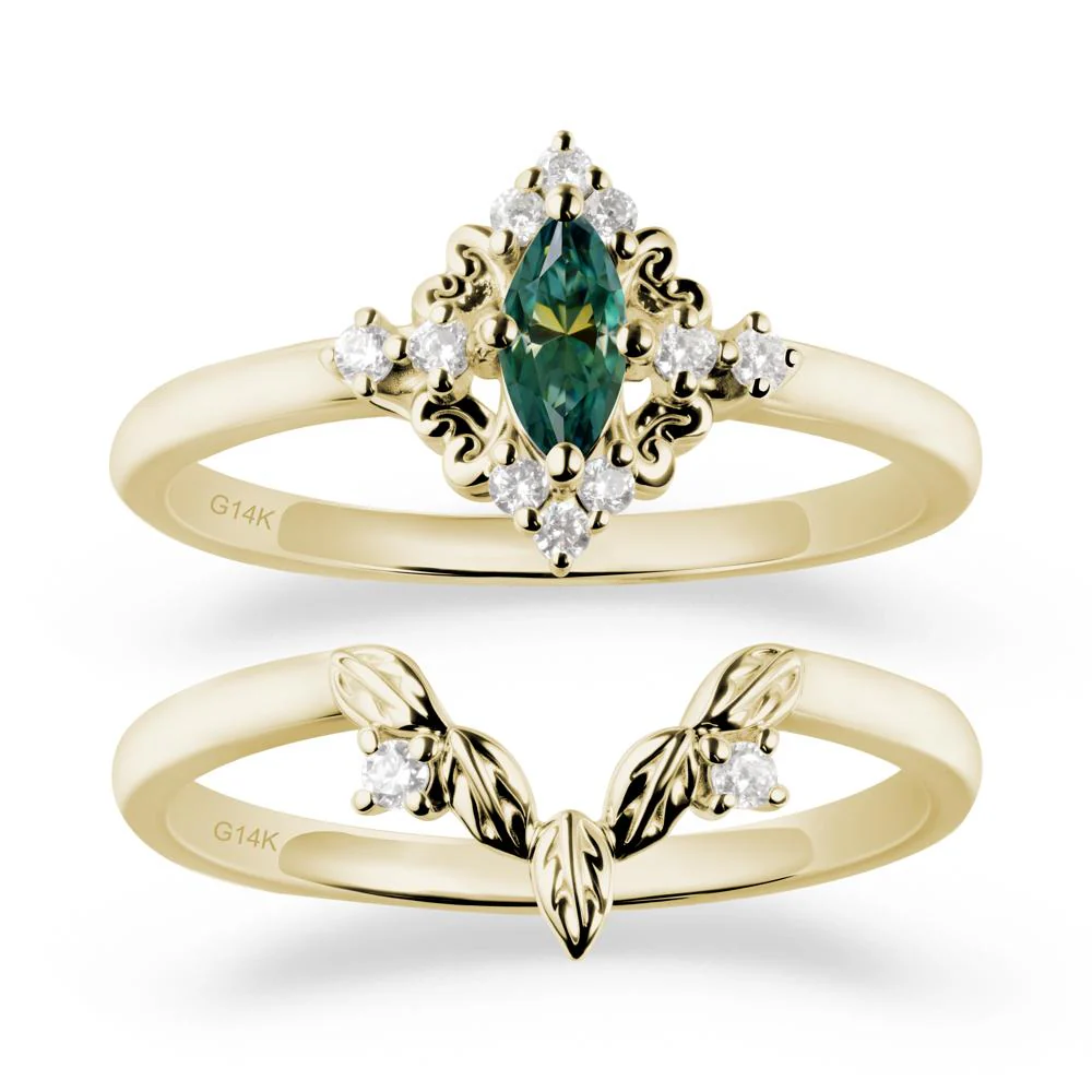 Nature Leaf Green Moissanite Ring Sets - Image 3
