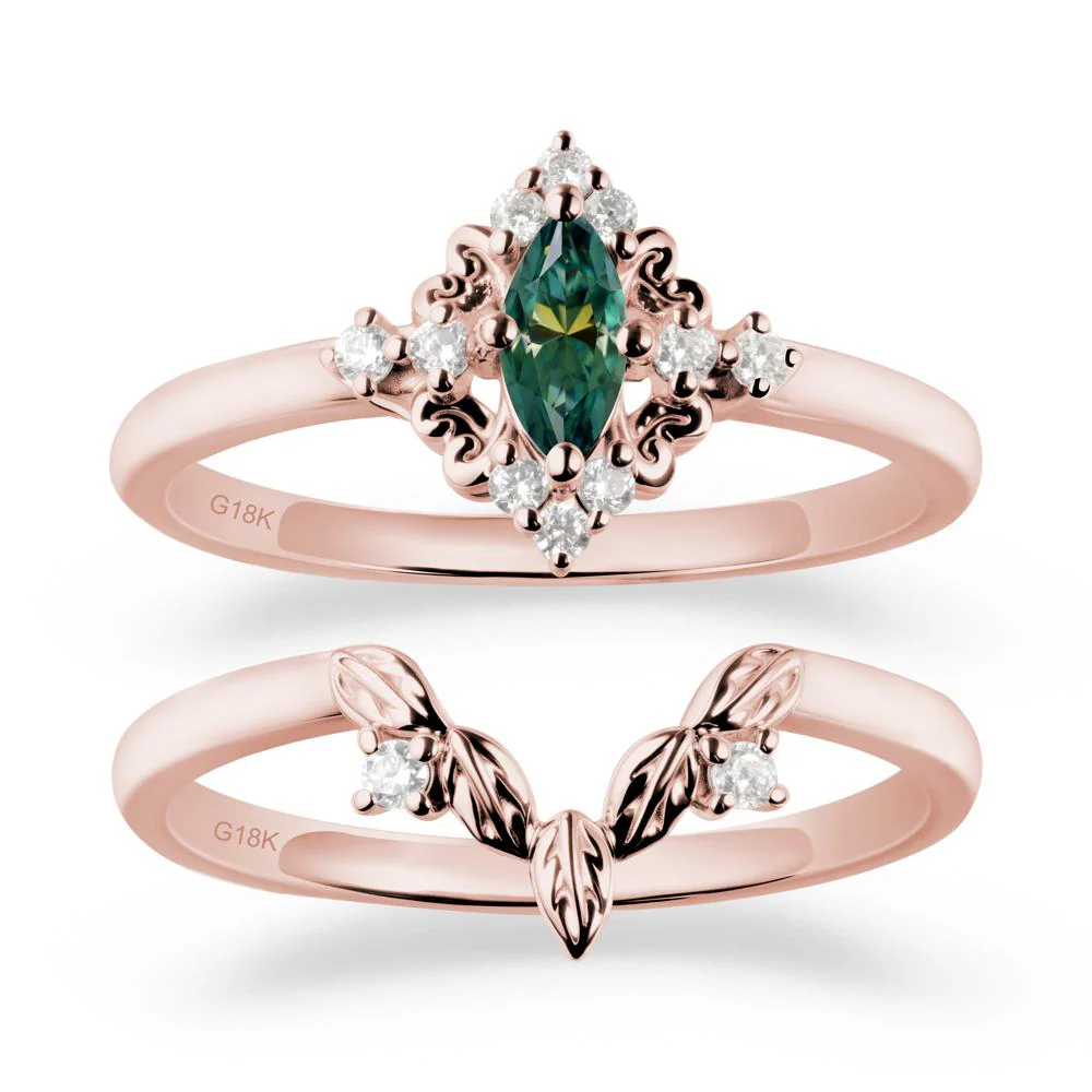 Nature Leaf Green Moissanite Ring Sets - Image 4