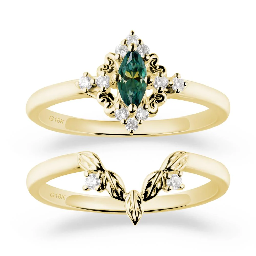 Nature Leaf Green Moissanite Ring Sets - Image 6
