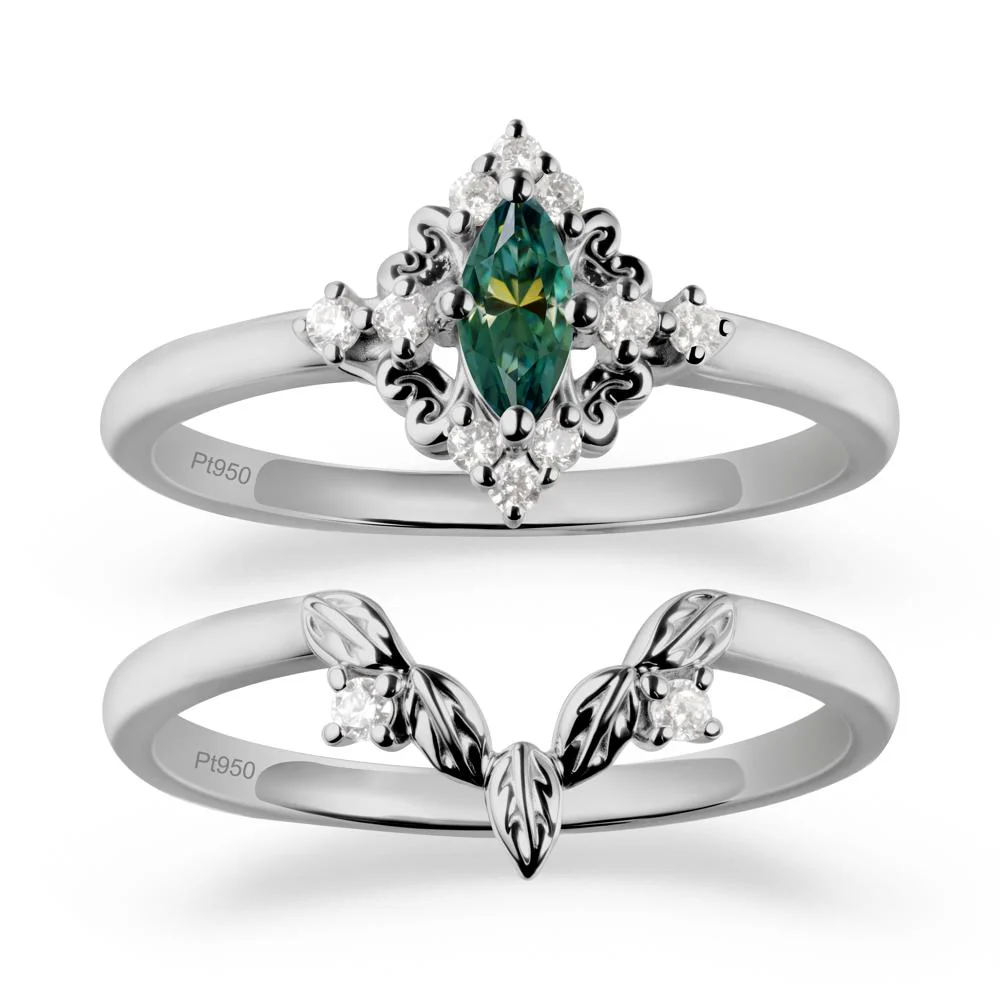 Nature Leaf Green Moissanite Ring Sets - Image 8