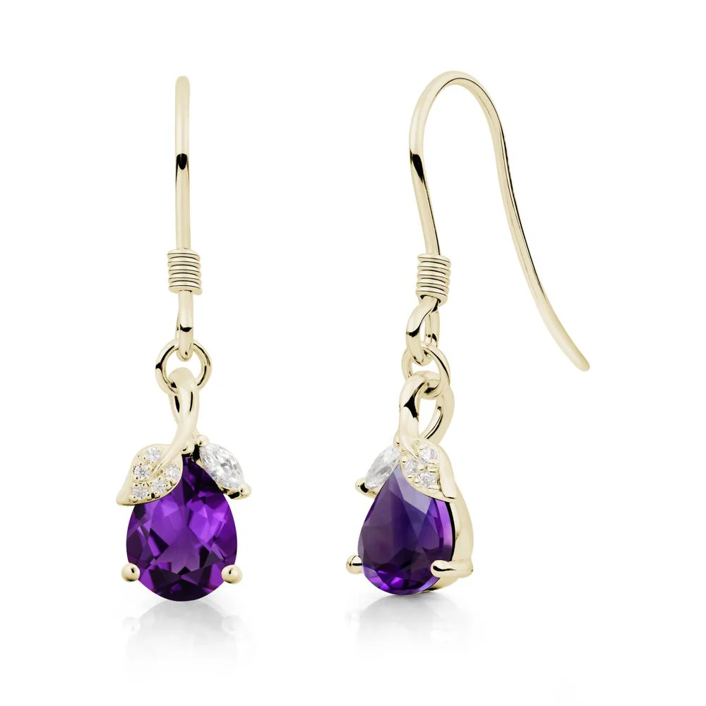 Nature Leaf Inspired Amethyst Earrings - Image 2