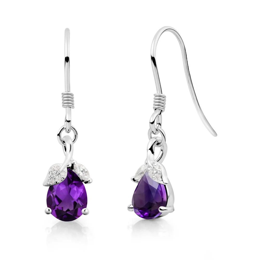 Nature Leaf Inspired Amethyst Earrings - Image 6
