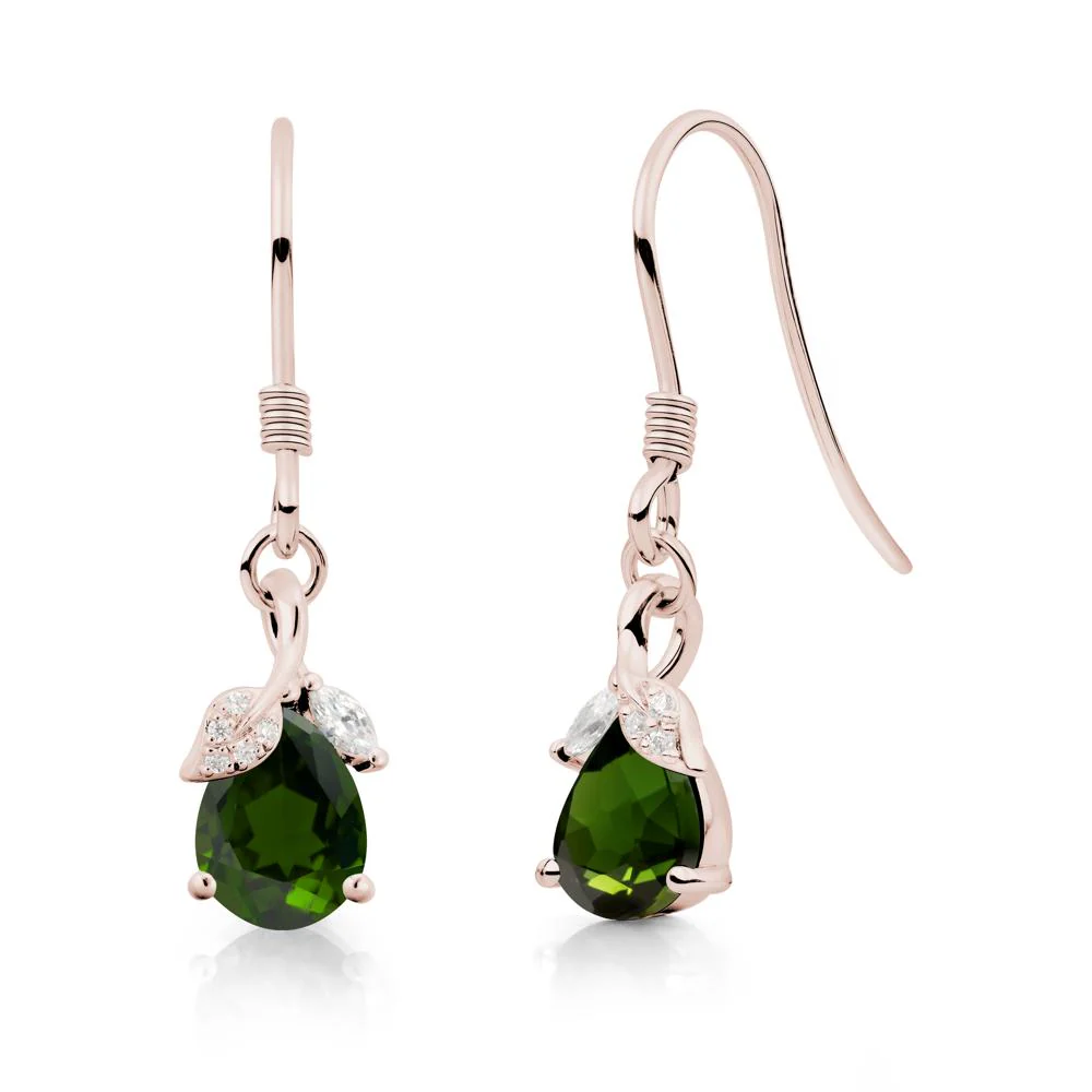 Nature Leaf Inspired Diopside Earrings