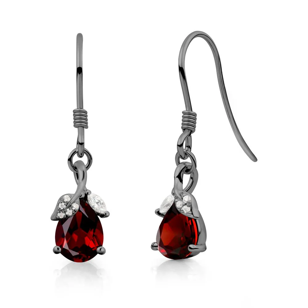 Nature Leaf Inspired Garnet Earrings