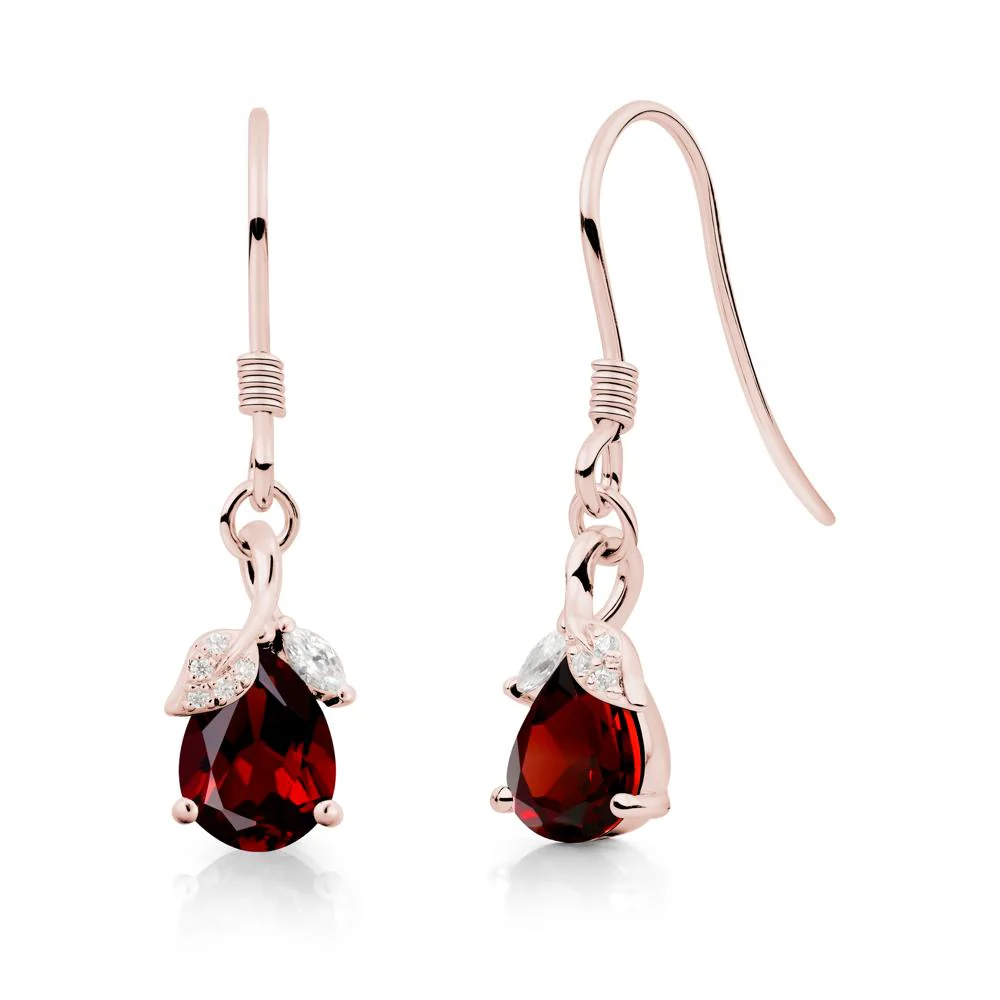 Nature Leaf Inspired Garnet Earrings - Image 8
