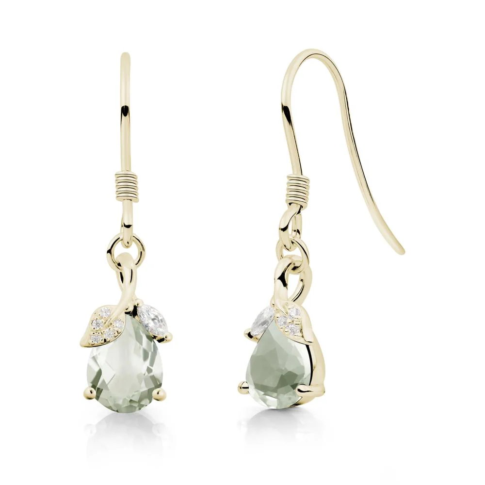 Nature Leaf Inspired Green Amethyst Earrings - Image 3