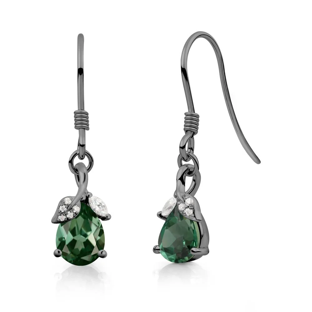 Nature Leaf Inspired Green Sapphire Earrings