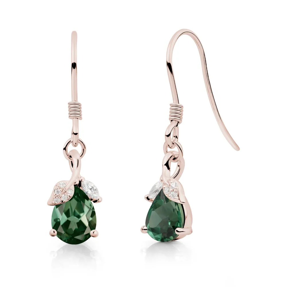 Nature Leaf Inspired Green Sapphire Earrings - Image 5