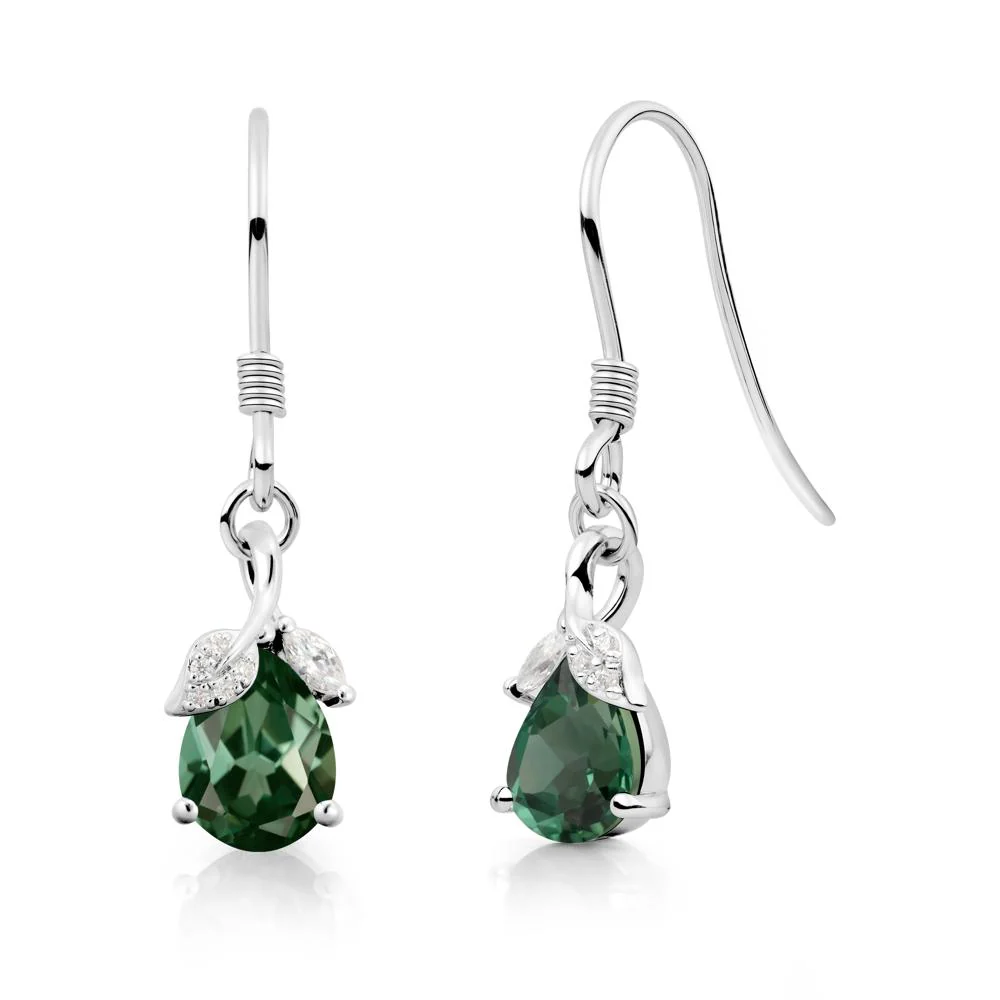 Nature Leaf Inspired Green Sapphire Earrings - Image 6