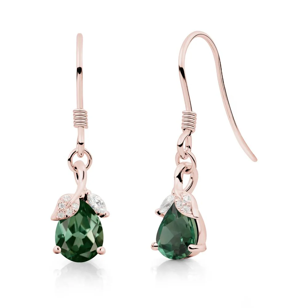 Nature Leaf Inspired Green Sapphire Earrings - Image 8