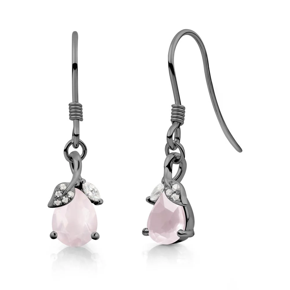 Nature Leaf Inspired Rose Quartz Earrings - Image 6