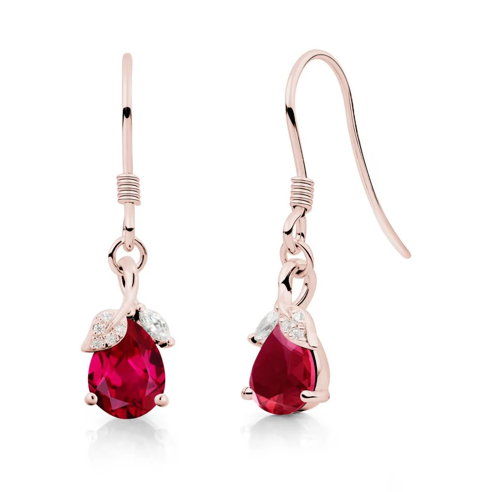 Nature Leaf Inspired Ruby Earrings - Image 4